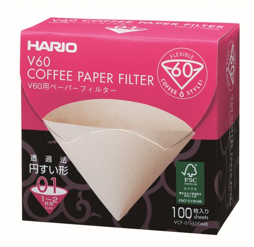 HARIO -  100 filtres naturels pour V60 - 1/2 tasses