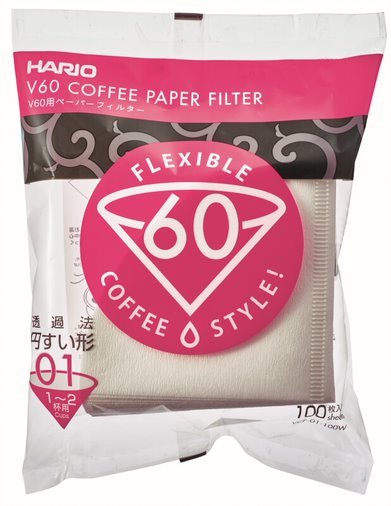 HARIO - 100 filtres blancs pour V60 1/2 tasses - L'autre café