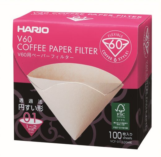 Box of HARIO V60 coffee paper filters.